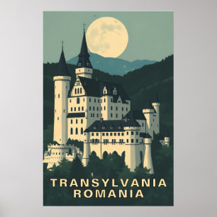 Poster Transylvanie Roumanie Voyage Château Vampire Vinta