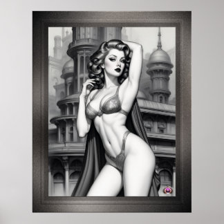 Poster Tranya De L'Âge Rétro De La Fille De Pin Up par Xz