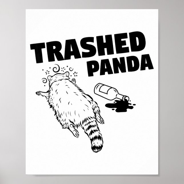 Poster Trash Panda Drunk Racoon Funny  (Devant)