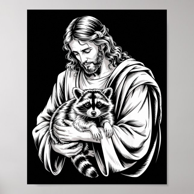 Poster Trash Panda Jesus Raccoon Trashed Racoon Animal Ra (Devant)