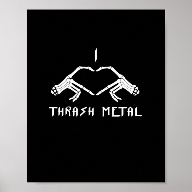 Poster Trash Squelette Mains Coeur Classique (Devant)