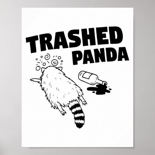Poster Trashed Panda, Funny Drunk Raccoon, Funny Trash Pa (Devant)