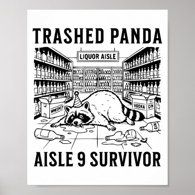Poster Trashed Panda Liquore Funny Hangover Crazy Drunk R (Devant)