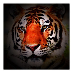 Poster Travail artistique motivant au visage de tigre