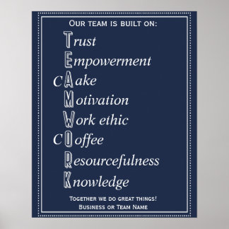 Poster Travail d'équipe Motivation Acrostique