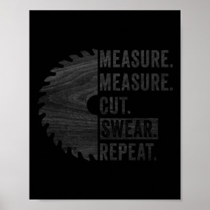 Poster Travail du bois Papa Mesure Coupe Swear Handyman P