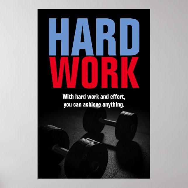 Poster Travail dur Bodybuilding Fitness Motivation (Devant)