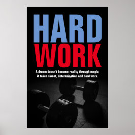 Poster Travail dur Bodybuilding Fitness Motivation