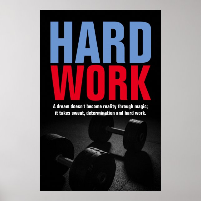 Poster Travail dur Bodybuilding Fitness Motivation (Devant)