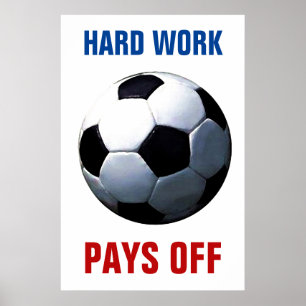 Poster Travail dur Paie Du Football Football Motivationne