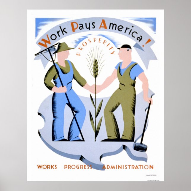 Poster Travail Pays Amérique 1939 WPA (Devant)