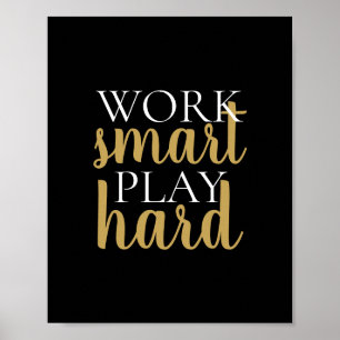 Poster Travail Smart Lire Dur Motivational Citation Noir