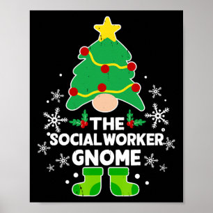 Poster Travail social Gnome Xmas Fête de famille Noël