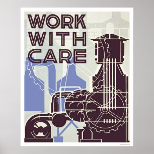 Poster Travailler avec Care 1937 WPA