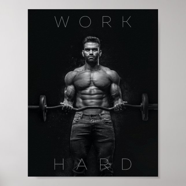 Poster Travailler dur | Gym Motivationnel (Devant)