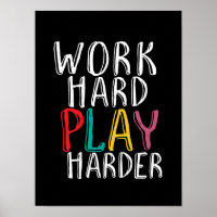 Travailler dur Jouer Harder Jeu Geek Vidéo Nerd Ga