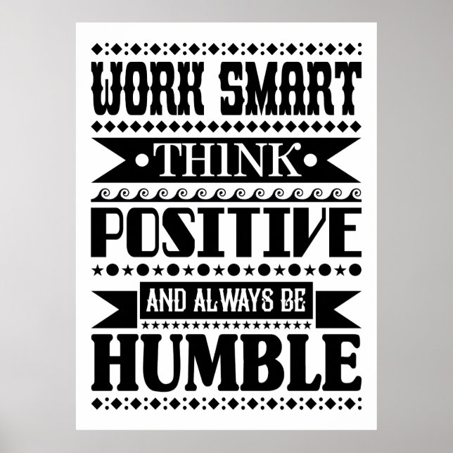 Poster Travailler Intelligent Penser Positif Et Toujours  (Devant)