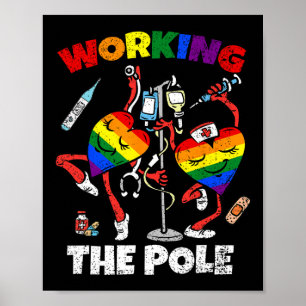 Poster Travailler Pole Nurse Lgbt-q Gay pride Rainbow Nu