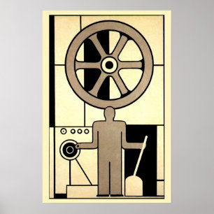 Poster Travailleur de roue et de machine d'affaires Art D