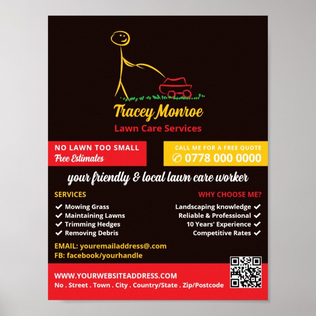 Poster Travailleur de soins de pelouse, Services de soins (Devant)