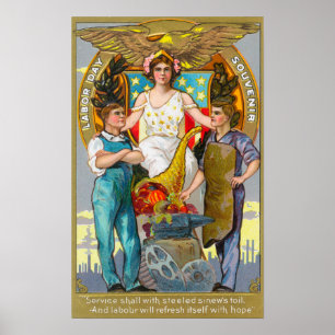 Poster Travailleurs de souvenir de Fête du travail avec