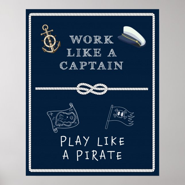 Poster Travaillez comme un capitaine, jouez comme un pira (Devant)