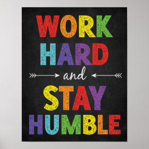 Poster Travaillez dur et restez humble Motivation en clas