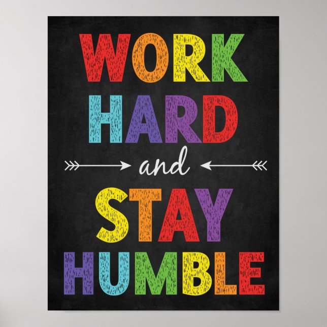 Poster Travaillez dur et restez humble Motivation en clas (Devant)
