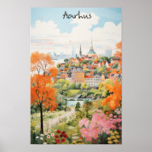 Travel Aesthetic Painting City Aarhus Denmark
