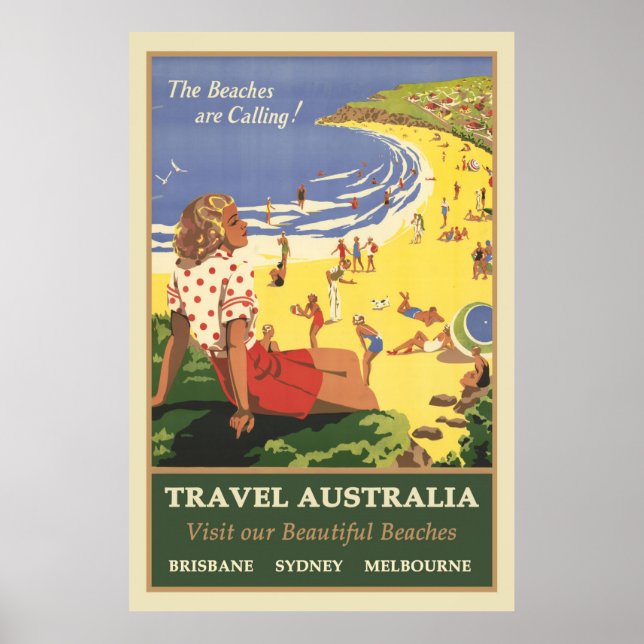 Poster Travel Australia, les plages appellent (Devant)