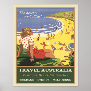 Poster Travel Australia Les plages appellent