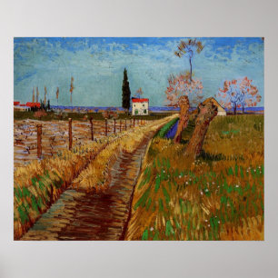 Poster Traversée d'un champ, Willows par Vincent van Gogh