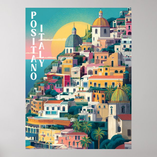 Poster Traversée Positano moderne (Devant)