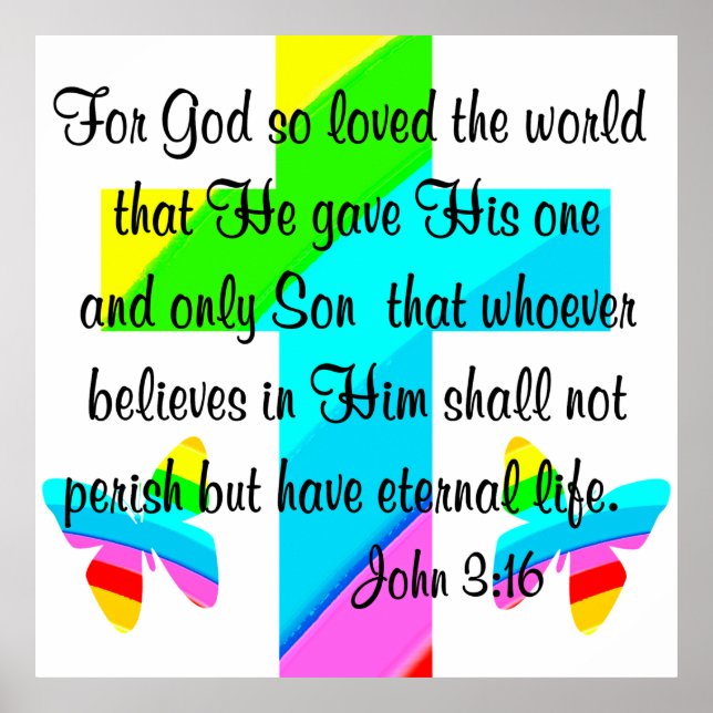 POSTER TRAVERSER ET BOUTETERFLY JOHN 3:16 CONCEPTION (Devant)