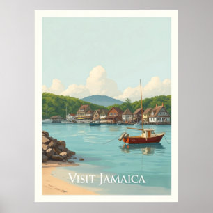 Poster Treasure Beach, Jamaïque – Illustration Vintage