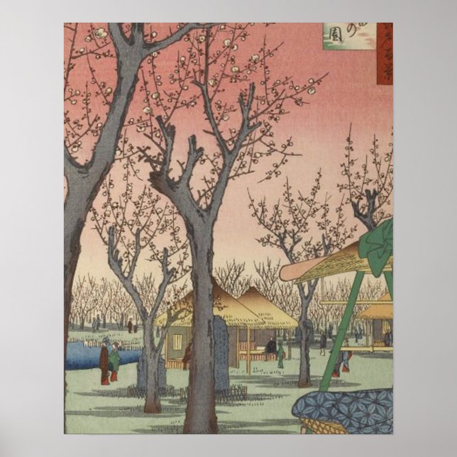 Poster Tree Blossoms Plum Garden Woodblock japonais (Devant)