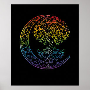 Poster Tree of Life Cresent Moon Phases Mandala Yoga