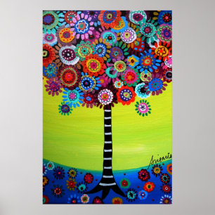 POSTER TREE OF LIFE  WHIMSICAL TREE PAINTING