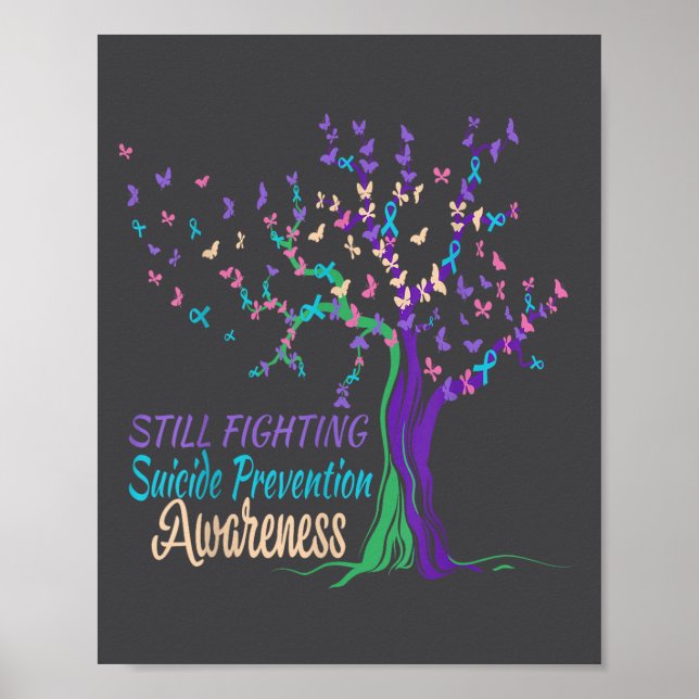 Poster Tree Ribbon Still Fighting Suicide Prevention Awar (Devant)
