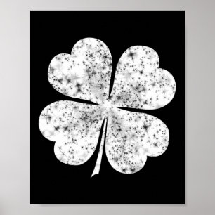 Poster Trèfle blanc drôle à 4 feuilles Saint-Patrick