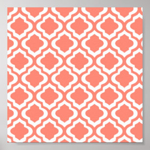 Poster Trèfle marocain de corail élégant de Quatrefoil
