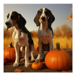 Poster Trek Walker Coonhound Chiot Citrouille d'automne