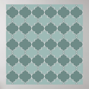 Poster Trellis marocain vintage quatrefoil patte sans sou