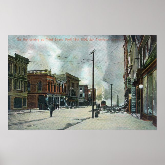 Poster Tremblement de terre de 1906, troisième rue du feu (Devant)