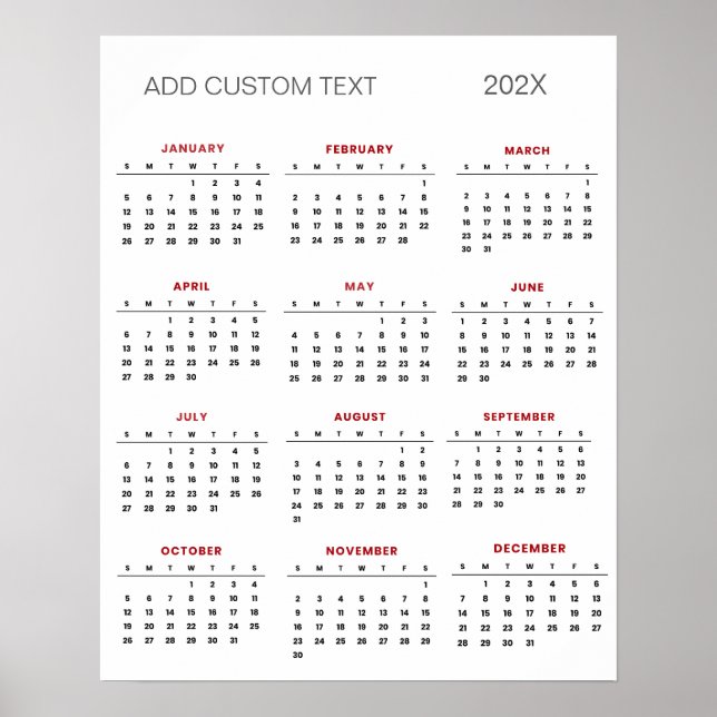 Poster Trendy ajouter votre propre texte personnalisé Cal (Devant)
