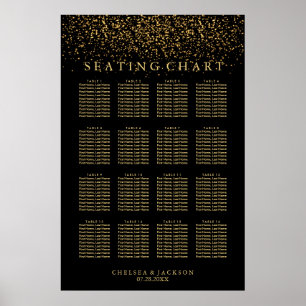 Poster Trendy Gold Light on Black - Seating Chart