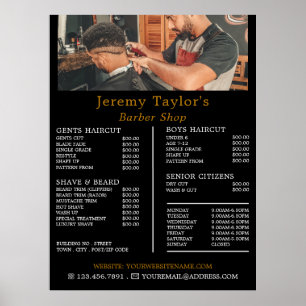 Poster Trendy Hair Cut, Men's Barbers Price List