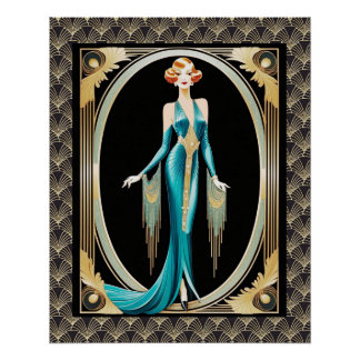 Poster Très Élégante Dame Art Déco.