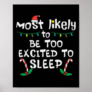 Poster Très Probablement Excité À Dormir Noël Famille De