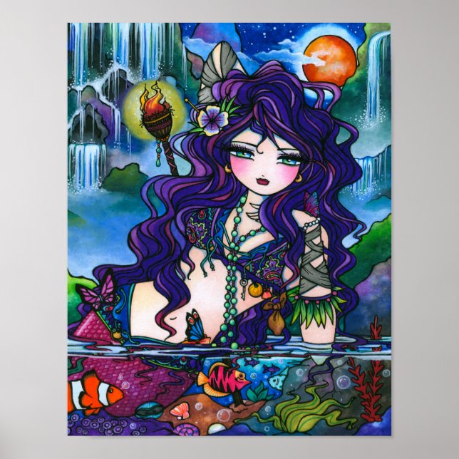 Poster "Trésors cachés" Mermaid Gyspy Imaginaire Fée Art (Devant)
